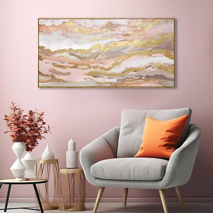 YJYart Pink Abstract Wall Art/Girl Room 20x40 Inch/Large Wall Art