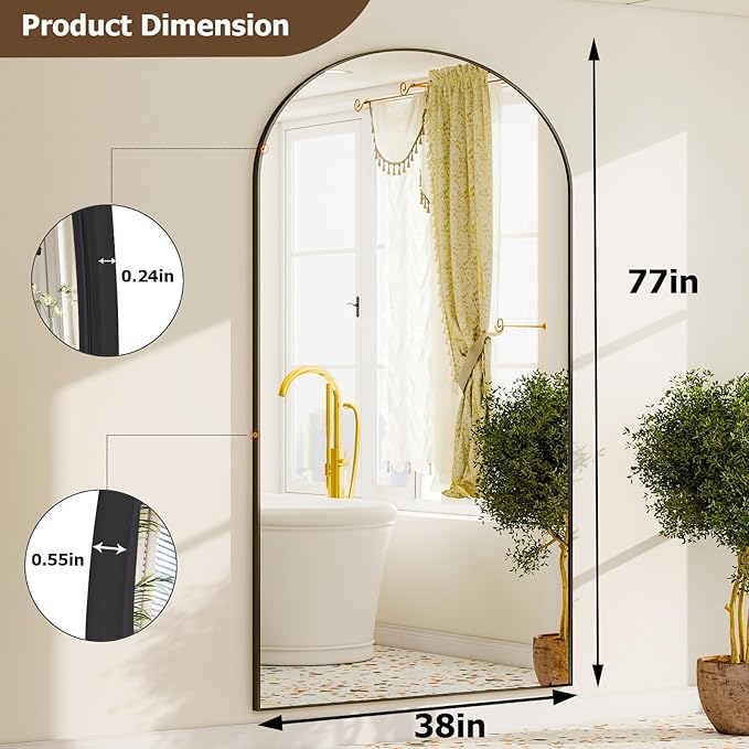GLSLAND-77 x38 Arched Full Length Mirror