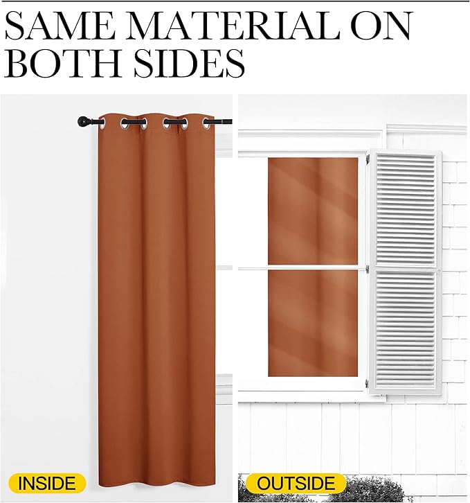 NICETOWN Blackout Curtains for Living Curtains, Burnt Orange, 2 Panels