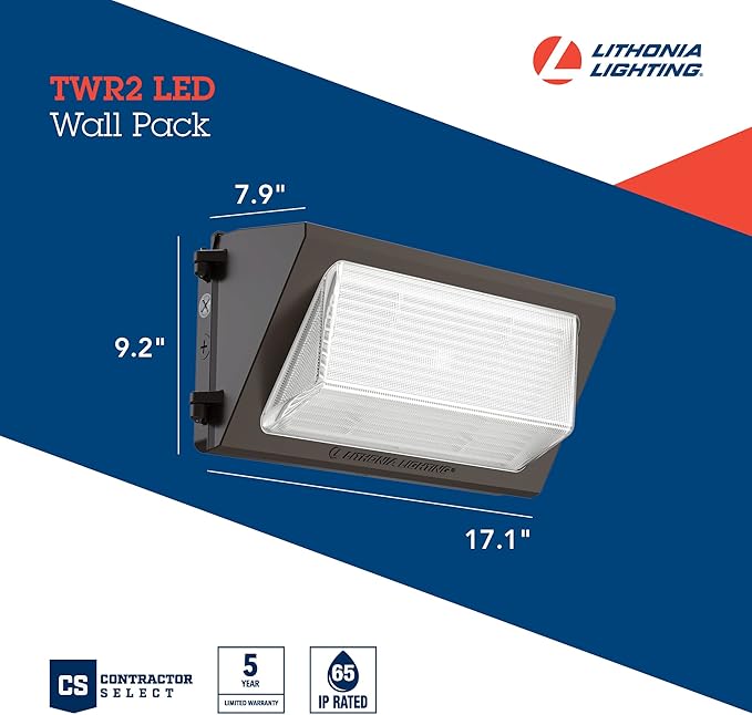Lithonia Lighting 17" LED Wall Pack Outdoor Light Fixture, 3-Way Selectable CCT