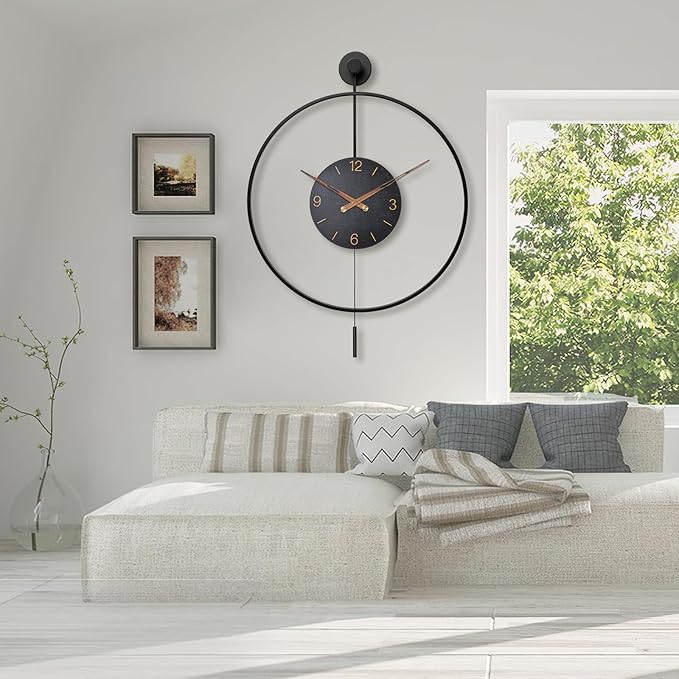 Pytha Sight Large Modern Wall Clock, 30.7× 20 Inch Big Metal Minimalist Arabic