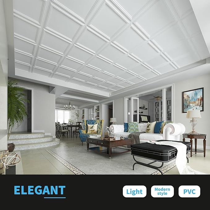 Art3d 12-Pack Drop Relief Ceiling Tiles