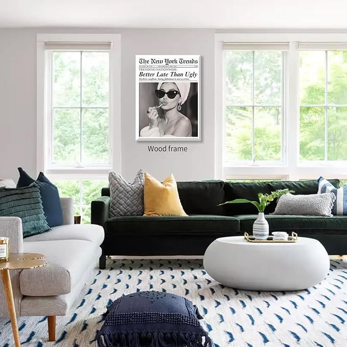 FuSatisYilife Trendy Newspaper Framed Posters Better Late Than Ugly Wall Art