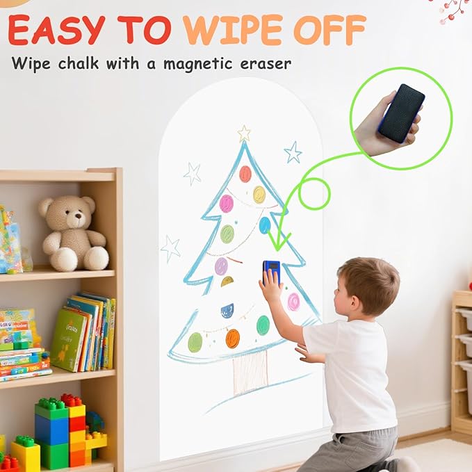 Arch Magnetic Wall Decal for Kids 39.3x17.5 Inch White Magnetic Chalk Board