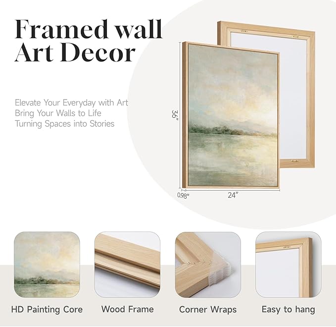Framed Sage Green Abstract Wall Art