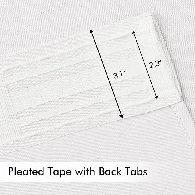 MIULEE Pure White Back Tab Blackout Curtains 108 Inch Long 2 Panels Set