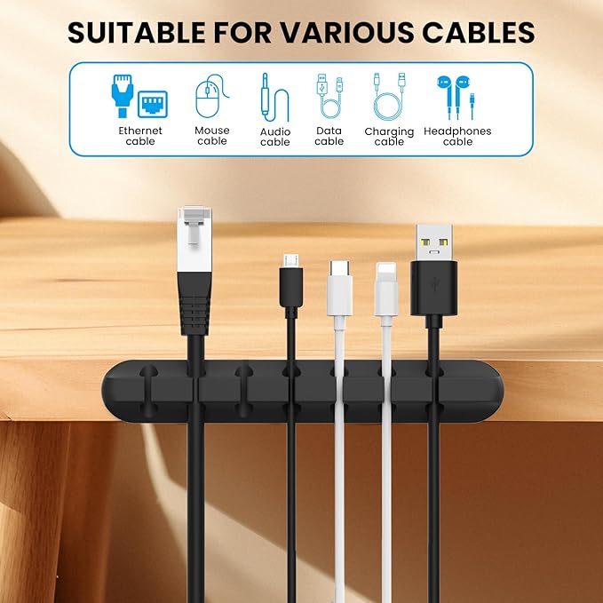 AhaStyle Cable Clips, 3 Pack Cord Holders Cable Organizer Self Adhesive Cord Keeper for Desktop Organizing USB Cable/Nightstand Power Cord/Mouse Cable/Wire PC/Cord Clips for Home Office and Car