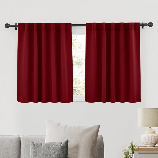 RYB HOME Living Room Curtains 36 inch Length, Darkening Energy Efficient Window