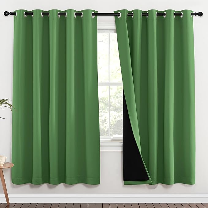 NICETOWN Full Shade Curtain Panels, 62 x 72 inch, Forest Green, Pair of Energy