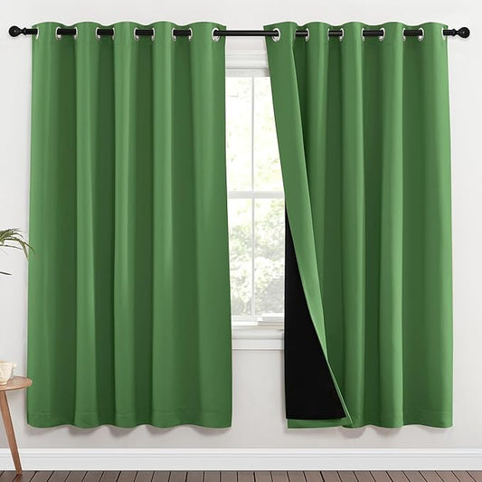 NICETOWN Full Shade Curtain Panels, 62 x 72 inch, Forest Green, Pair of Energy