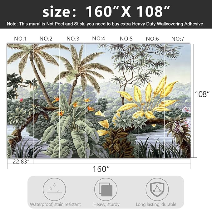 -Tropical Botanical Palm Leaf Fabric Wallpaper Living Room Bedroom Bathroom
