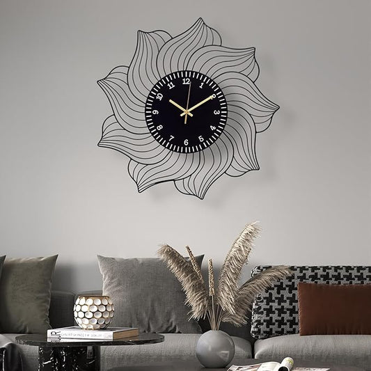22 Inch Flower Wall Clock, Silent Non-Ticking Battery Operated Modern