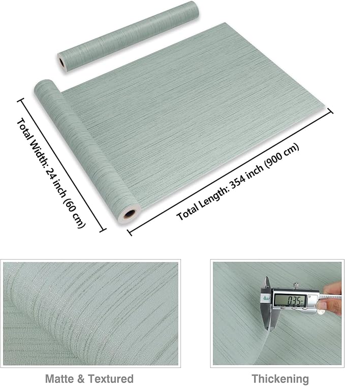 CRE8TIVE Large Size Mint Green Grasscloth Peel and Stick Wallpaper Textured