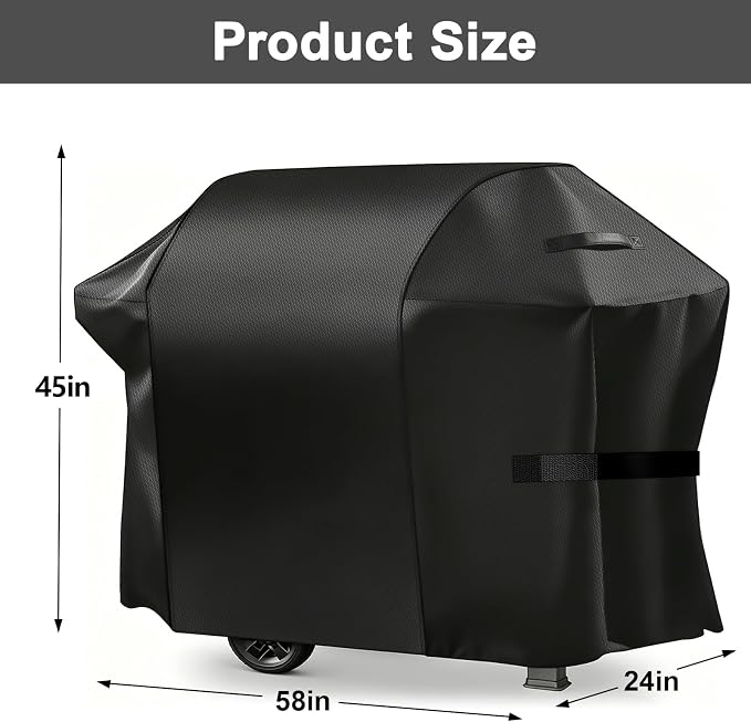 Grill Cover, 58-inch Heavy Duty Oxford Outside Waterproof Grill Covers, Dust-Proof Windproof UV Resistant BBQ Gas Cover Fit Most Brands Char Broil, Weber, Brinkmann, Holland