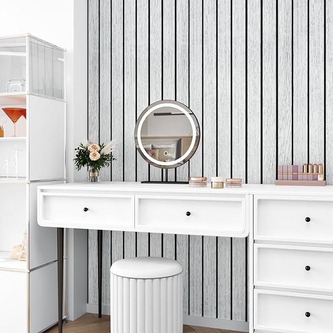 White Grey Wood Panels for Wall Slat Panel Self Adhesive Wood Slat 3D Wall