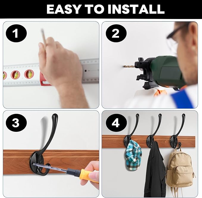 Wall Hooks for Hanging, 20-Pcs Heavy Duty Metal Coat Hooks, for Living Room