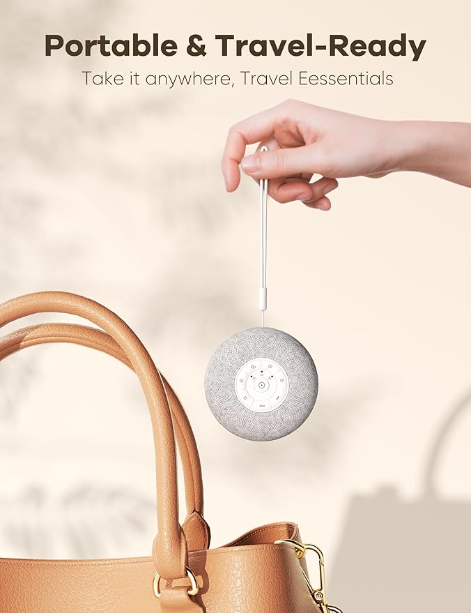 Portable Sound Machine, Long Battery with Loud Bluetooth Speaker, 39 Special Soothing Sounds, White Noise Sound Machine for Sleeping