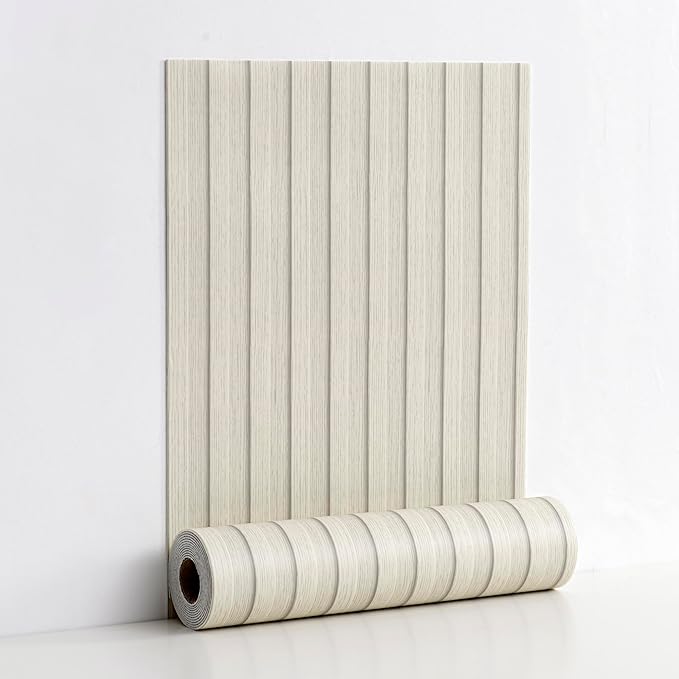 Haimin Wood Grain Slat Wall Panels Peel and Stick Faux Wood Thick Wallpaper