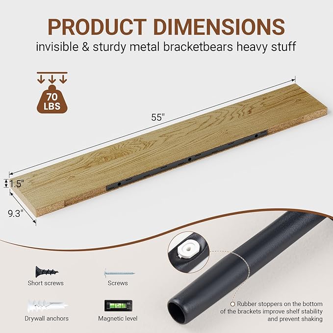 Heimlove 55 Inch Long Floating Shelves