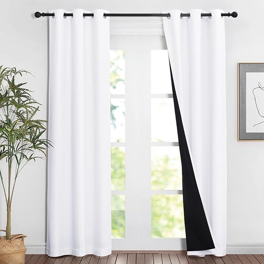 NICETOWN White Blackout Curtains 84 inches Long, Full Light Blocking Drapes