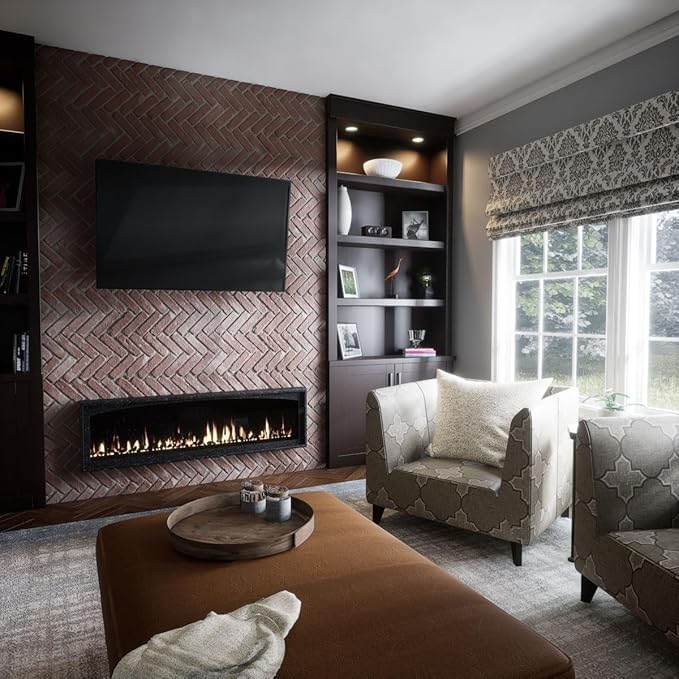 EverStone Herringbone Faux Brick Panel, 46 1/2"W x 25 1/4"H x 1"D, Old Chicago