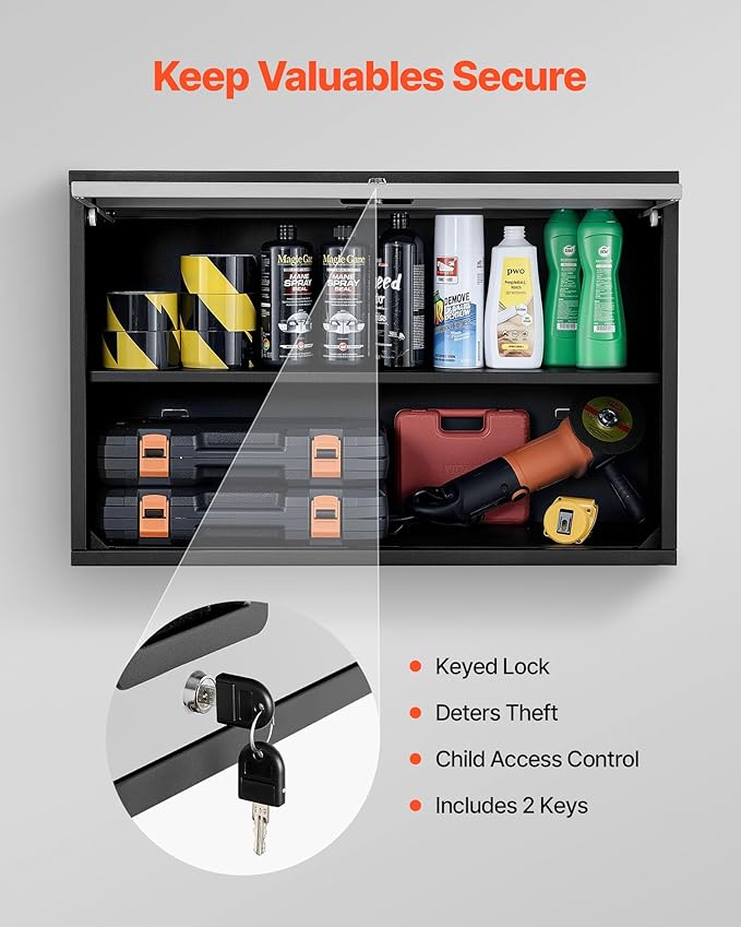 VEVOR Metal Wall Cabinet, 30.31 x 12.01 x 19.69 Inch, Floating Garage Tool