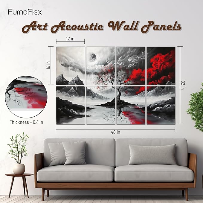 FurnoFlexArt Acoustic Panels Tiles Decorative Room Sound Proof Foam Absorbing