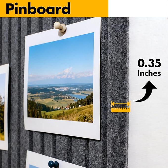Cork Board Tiles for Wall with Push Pins, Removable 36" x 24" Slat Bulletin