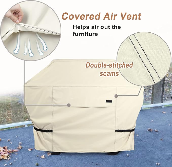 NettyPro Grill Cover for Outdoor Grill 70 inch Waterproof Heavy Duty Gas BBQ Grill Cover for Outside Weber, Char-Broil, Brinkmann, Jenn Air, Nexgrill 3-5 Burners Barbecue, Beige