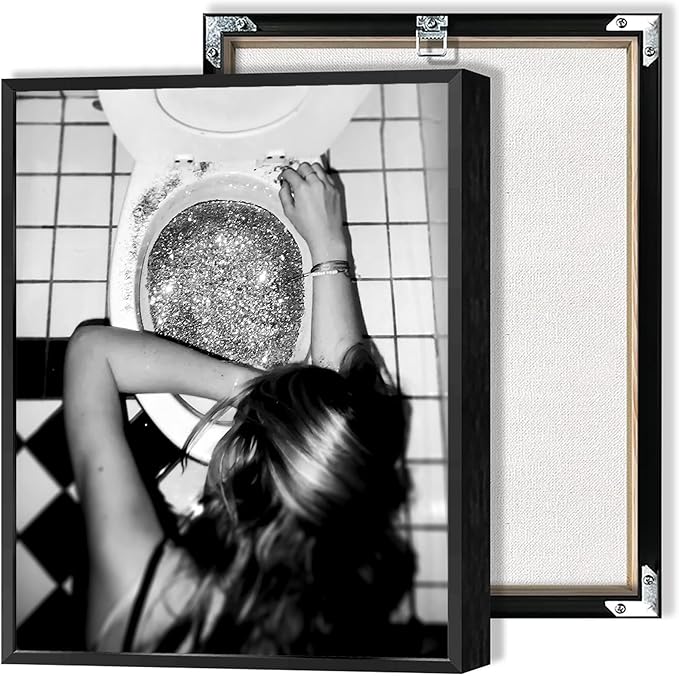 Funny Bathroom Wall Art Black and White posters Bar Disco Party prints painting