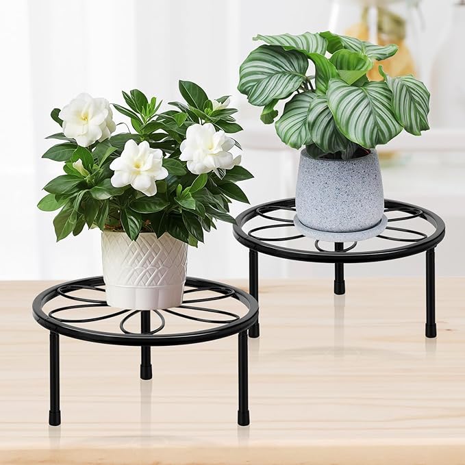 ESRICH Plant Stands, Metal Plant Stands Indoor, Plant Stand,Heavy Duty Plant Stands for Multiple Plant , Anti-Rust Iron Plant Pot Shelffor Planter, Potted Plant Holder for Garden Home ( 2 Pack 7.8in)
