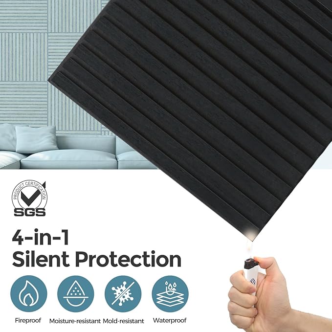 AKUMAX 4 Pack Wood Panels-3D Slat Wall Panelling