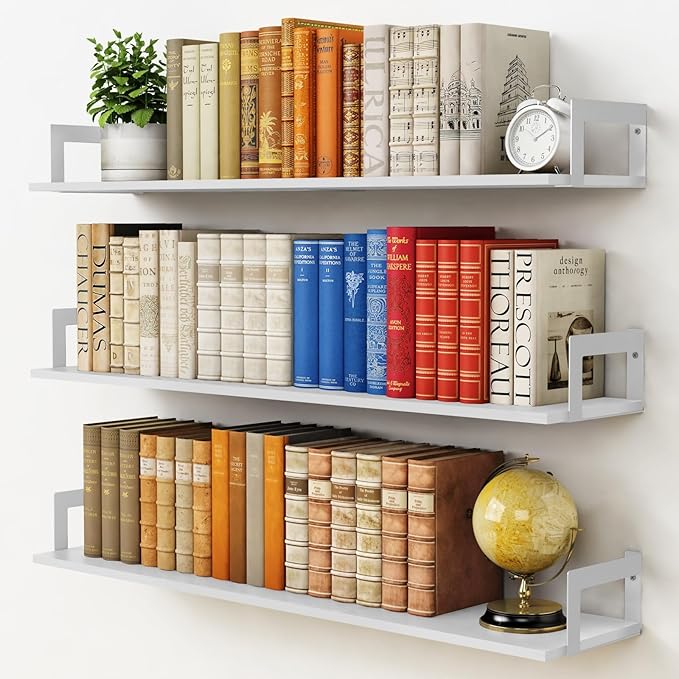 Harwaya White Floating Book Shelves