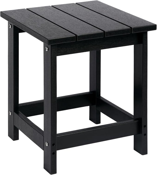 LZRS Adirondack Outdoor Side Table â Durable Weather-Resistant HDPE Patio End Table for Porch, Deck, Pool, Garden,Sturdy and Easy Assembly, Black