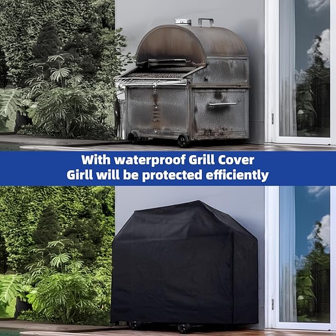 Perfect Grill Cover for Outdoor Grills Waterproof Rip-Proof Weather Resistant for Reliable Protection Griddle Cover Easy to Clean Adjustable Hem Drawstring Fade Resistant (Brown, 32)