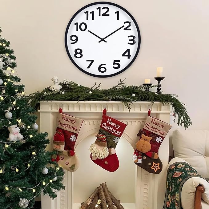 Large Wall Clock 16 Inch Silent Non-Ticking Modern Big Number Wall Clocks