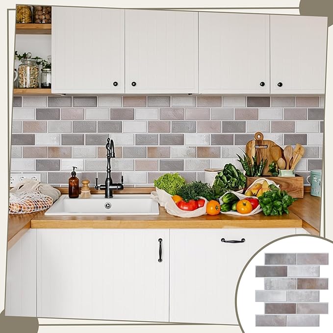 12PCS 3D Wall Panels Peel and Stick Foam Faux Brick Wall Panels, Self-Adhesive
