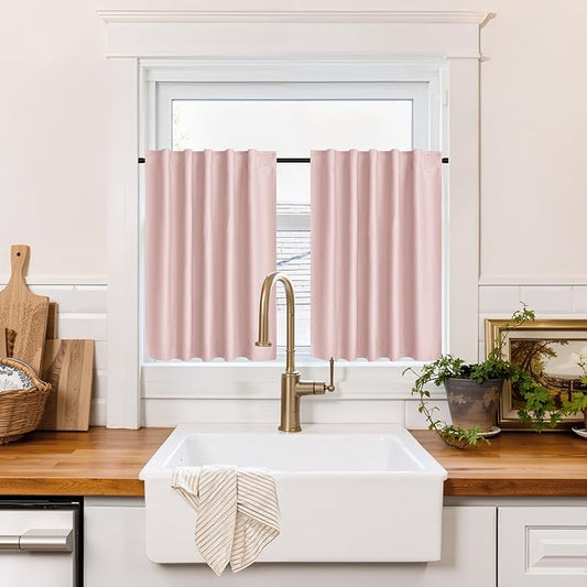 RYB HOME 100% Blackout Short Curtains