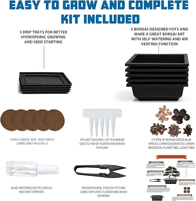 Bonsai Starter Kit, Growing Set Including Complete Gardening Tools with A Gift Box, Gifts for Women