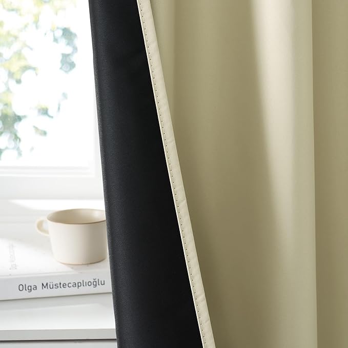RYB HOME Bedroom Blackout Curtains 63 inches Long, 100% Blackout Thermal