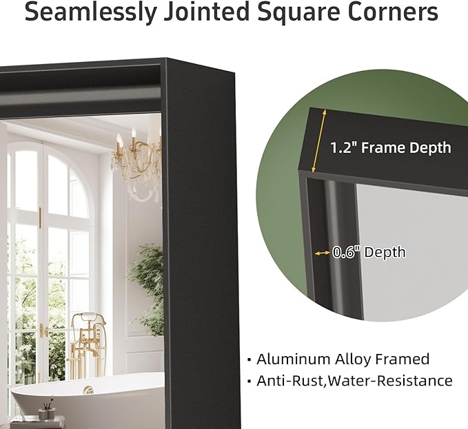 36"x 24" Black Bathroom Mirrors