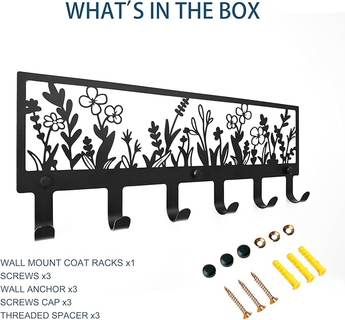 Floral Wall Mounted Coat Rack