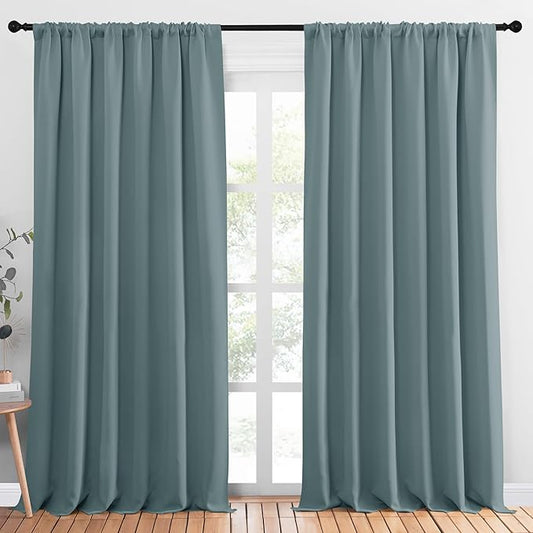 NICETOWN 2 Panels Blackout Curtains, Rod Pocket Thermal Insulated Drapess