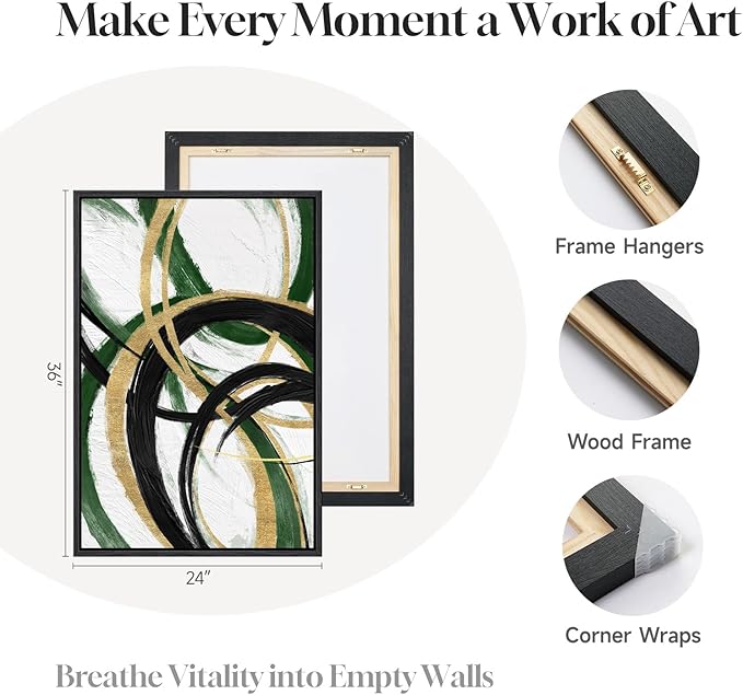 Framed Green Abstract Wall Art Set of 2