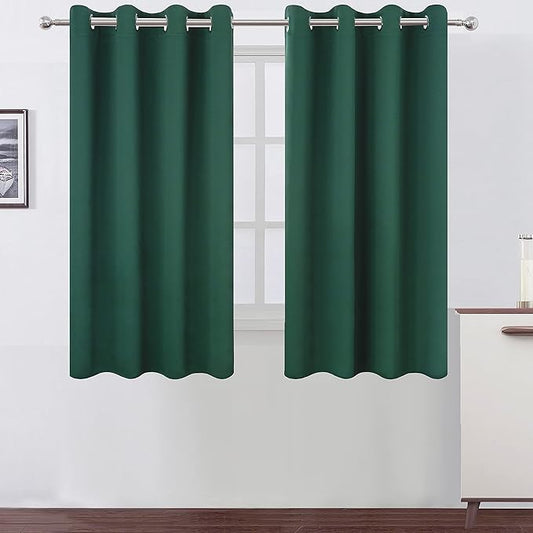 LEMOMO Dark Green Bedroom Blackout Curtains/52 x 54 Inch Long/Set of 2 Curtain