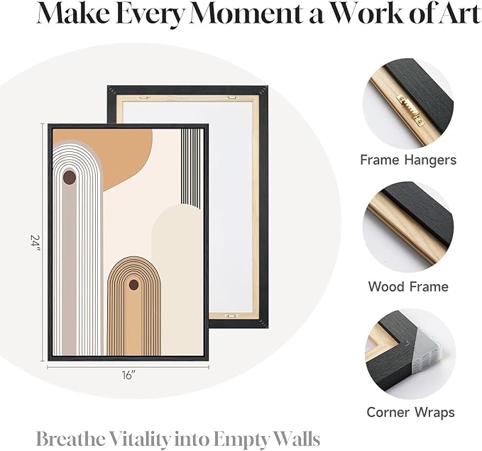 Framed Boho Mid Century Modern Wall Art