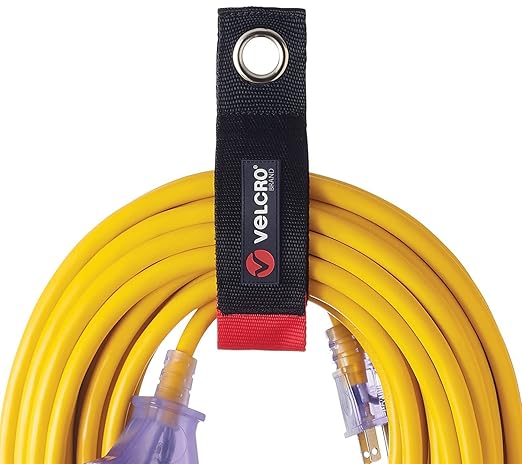 VELCRO Brand EASY HANG Extension Cord Organizer â Declutter Fast, Hang Smarter â Valentines Day Gift for Him â Heavy Duty 75 lb Hold, 2 Pack, Medium 14 in, Black Straps Fit 25â50 ft cords