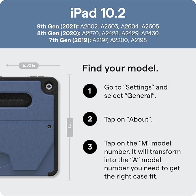 ZUGU CASE for 10.2 Inch iPad 7th / 8th / 9th Generation Case (2021/2020/2019), Protective, Thin, Sleek Design, Magnetic Stand, Sleep/Wake Cover, Magnetic Cover, Slate Blue