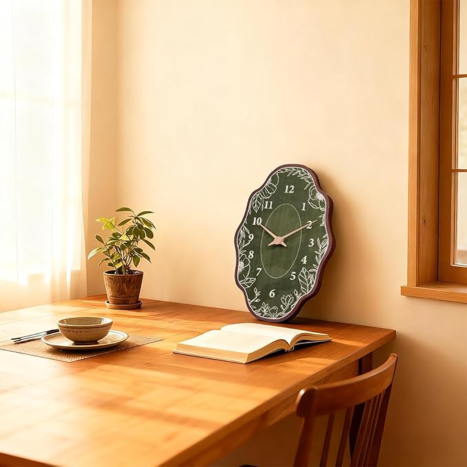 Mid Century Retro Irregular Shape Wall Clock, Silent Non-Ticking Battery