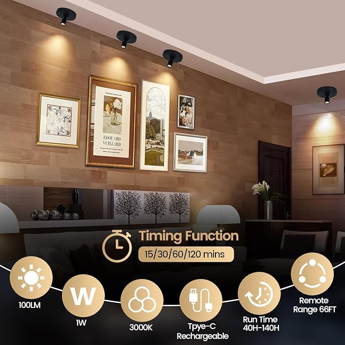 HAMVIDNE LED Spotlights, Rechargeable Battery Picture Lights, Uplighting Indoor